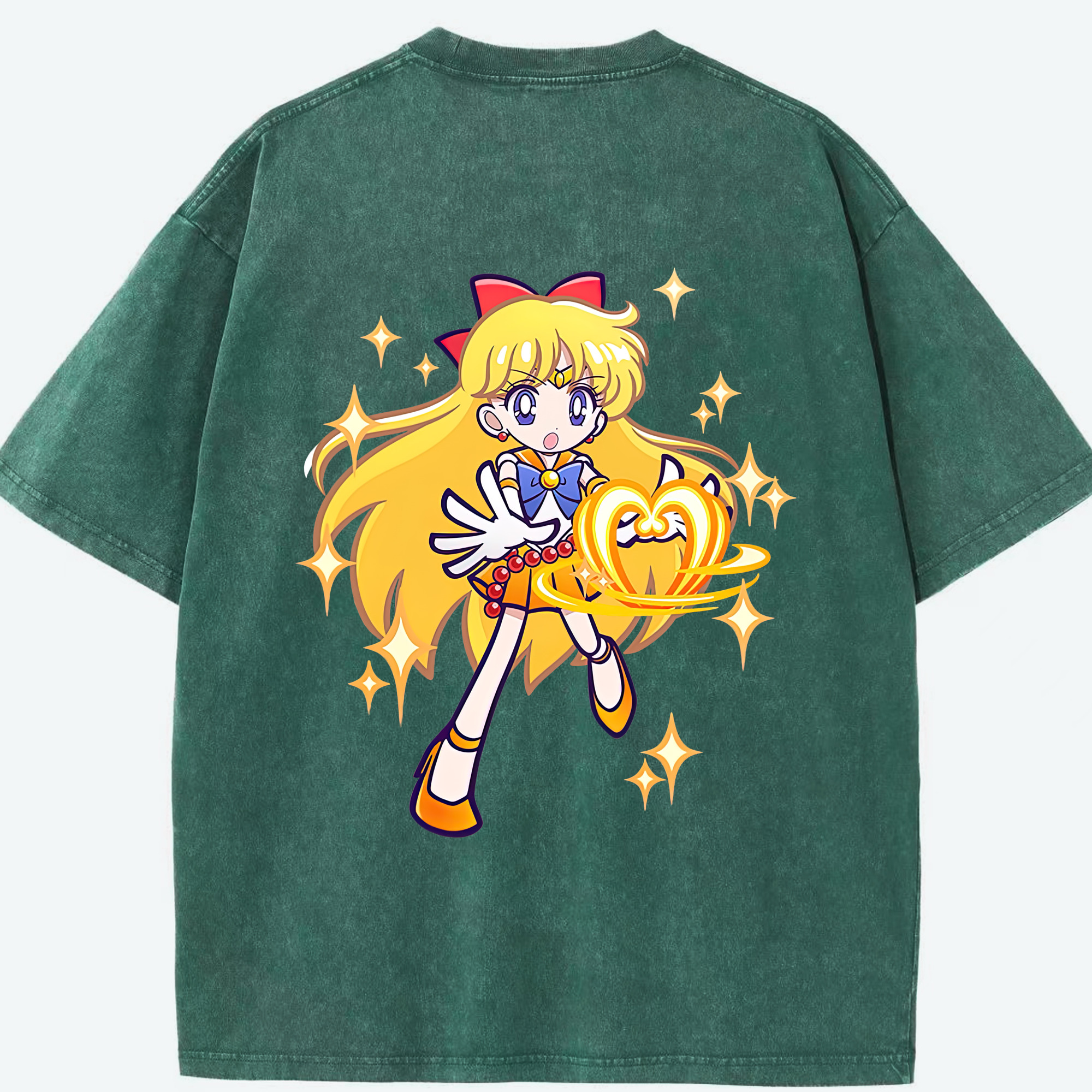 （画像用） 美少女戦士セーラームーン 愛野 美奈子 あいの みなこ Sailor Moon Aino Minako 綿100% ヴィンテージ風 半袖Tシャツ（背面プリント）